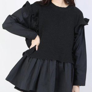 W♥C / Wego Japan black knit layered dress